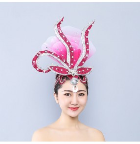 women Flamenco Spanish bull Dance performance headdress, paso double dance hair clip stage show head flowers opening dance chinese folk hair accessories